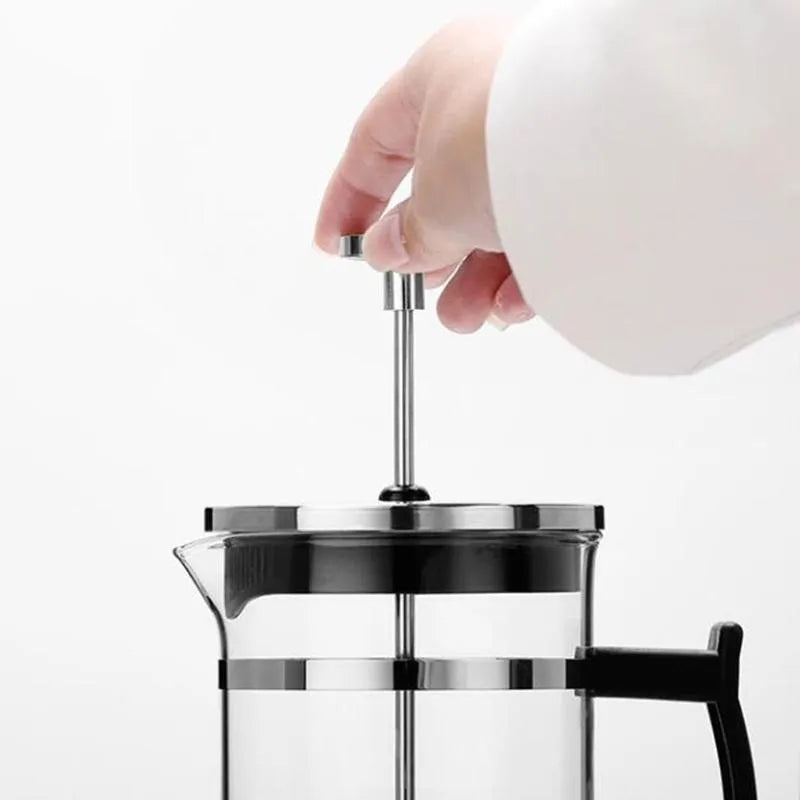 Compact 350ml glass pour-over coffee maker with stainless steel filter
