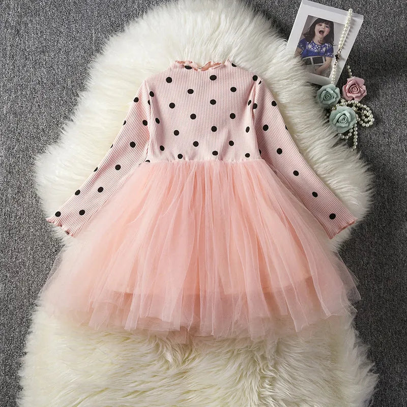 Baby girl's long sleeve black lace tutu dress for birthday parties and christenings