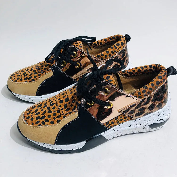 Women's casual sports shoes with suede upper, wedge heel, and round toe in multiple colour patterns