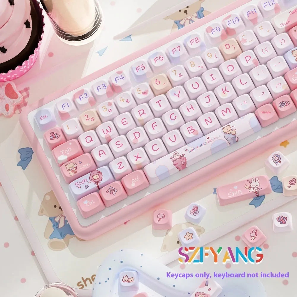 Sweet cotton candy mechanical keyboard keycap set with 112 or 120 key options