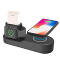 Black and white W3 3-in-1 wireless charging stand for iPhone, Apple Watch and AirPods on a desk