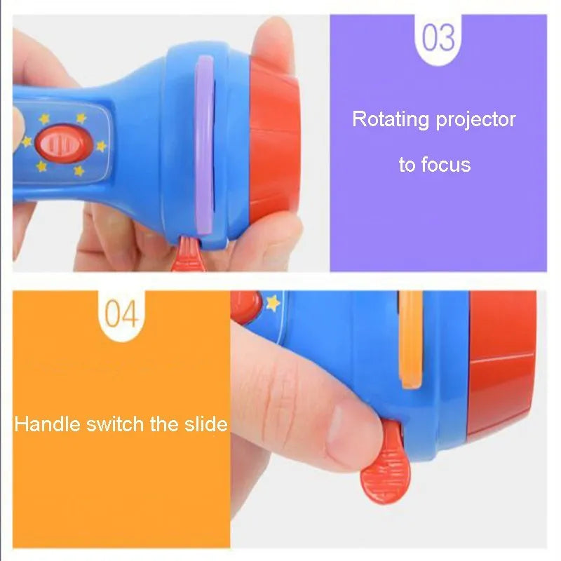 SmartKids children's story projector torch with four fairy tale projection discs showing castle and character images
