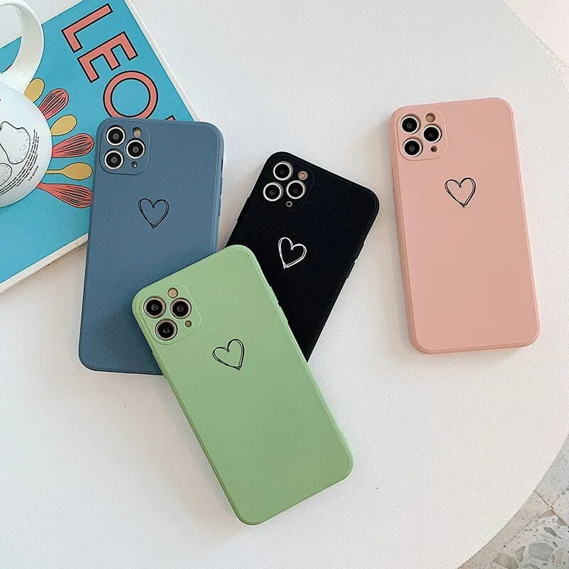 Solid colour TPU silicone back cover case for Apple iPhone on a table.