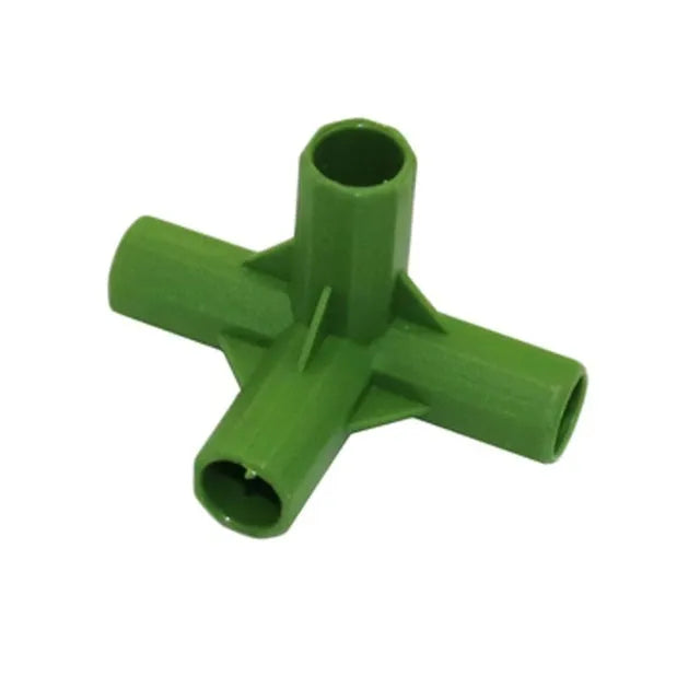 Two piece 11mm PP plant support connector set with three and four way joints for garden stakes