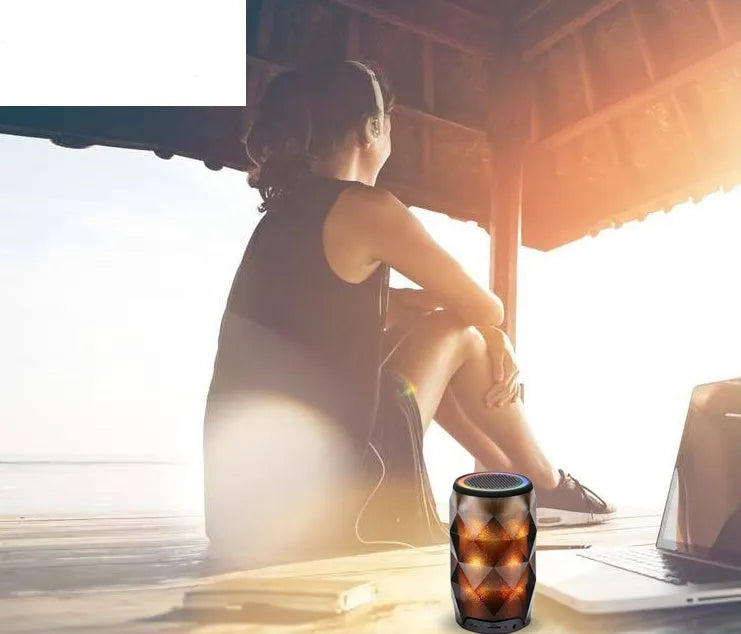 Black crystal diamond-cut Coke can shaped Bluetooth speaker with colourful LED starry sky lighting effect.