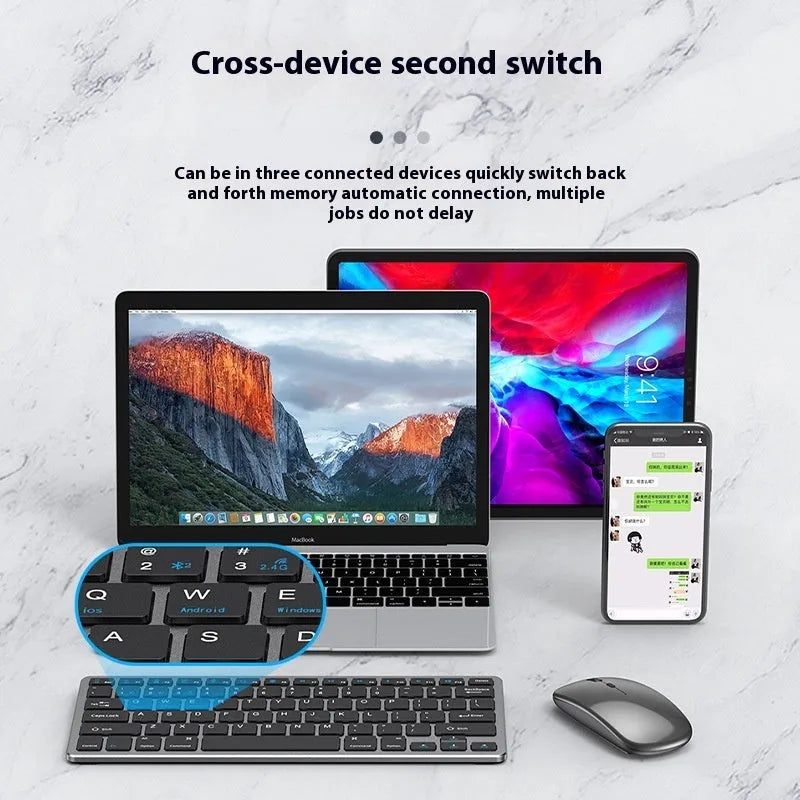 Ultra-thin wireless keyboard and mouse suit in black, gun colour, or silver with rechargeable battery