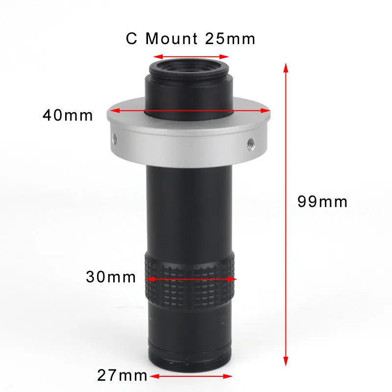 Black industrial camera monocular lens with 130x magnification and 1:11 scaling ratio