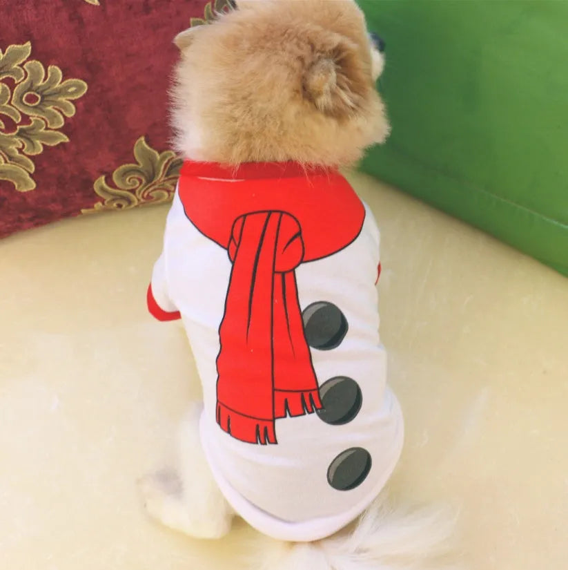 Dog Christmas costume sweatshirt vest in cotton, t-shirt style, shown in one of eight colours and sizes XS to L.