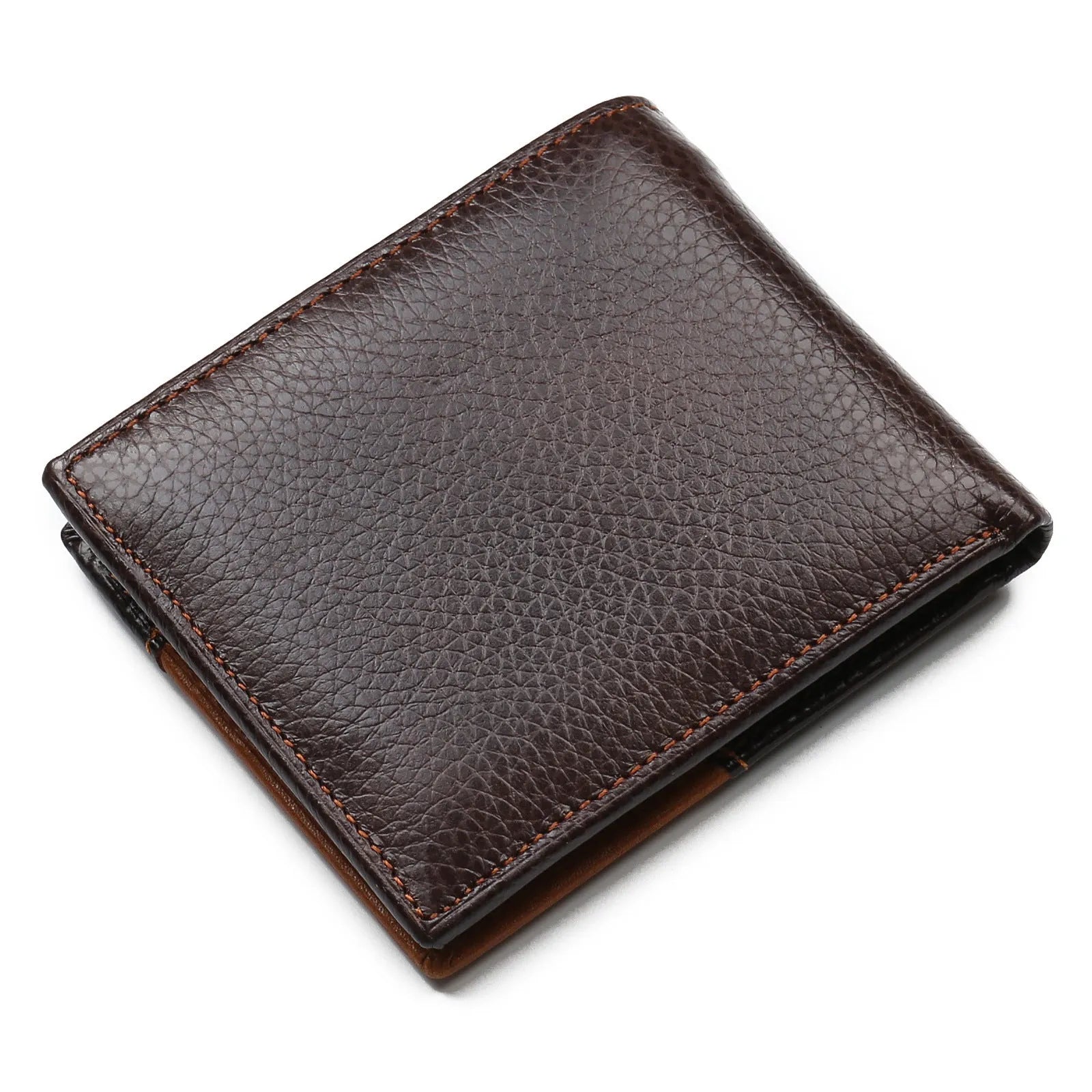Soft cowhide leather Korean style wallet with personality car stitching and multiple compartments