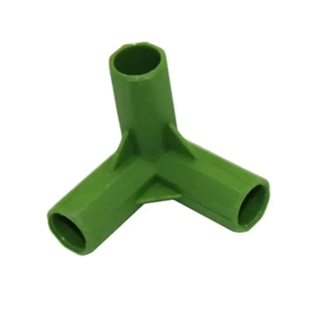 Two piece 11mm PP plant support connector set with three and four way joints for garden stakes