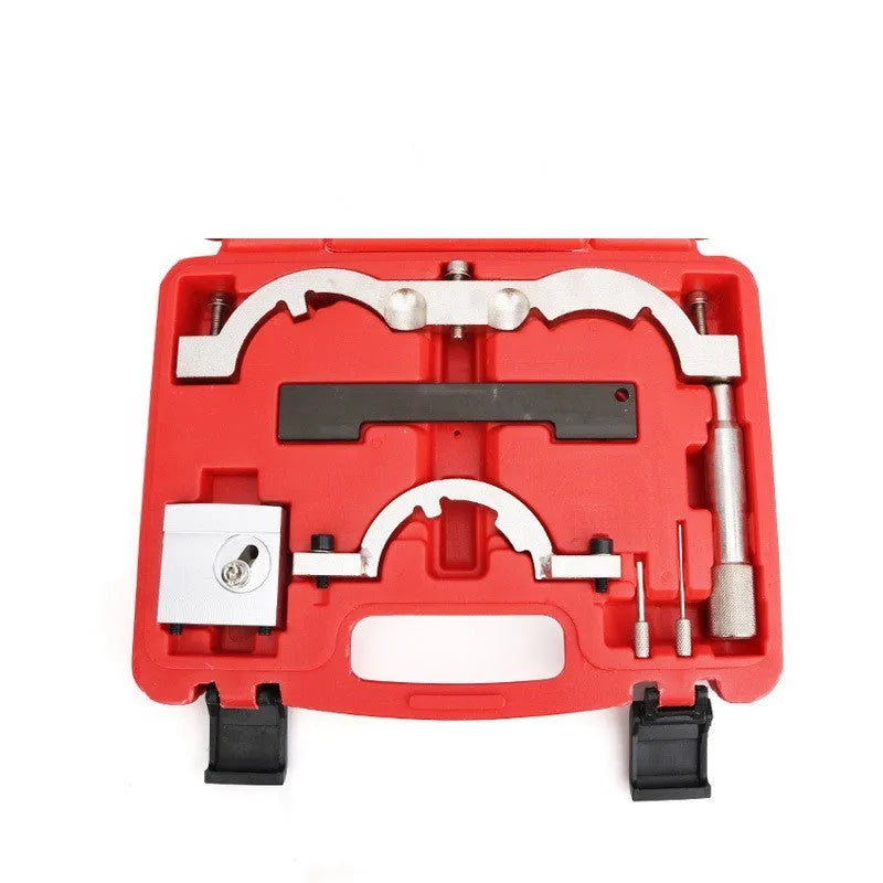Red chrome-vanadium steel timing tool set for Opel 1.4L LUJ engine repair with seven pieces