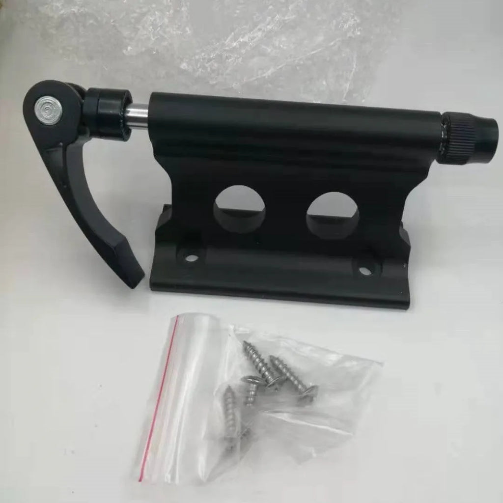 Silver metal bicycle front fork quick release fixing clip for accessory mounting