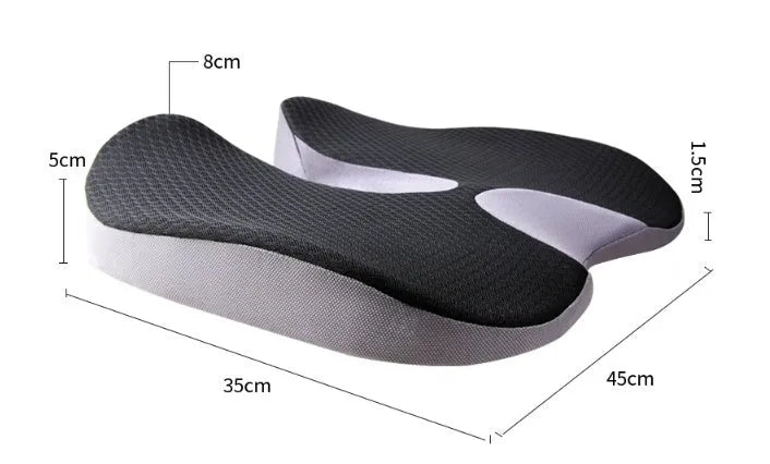Curved bevel memory foam seat cushion for tailbone support in beige colour