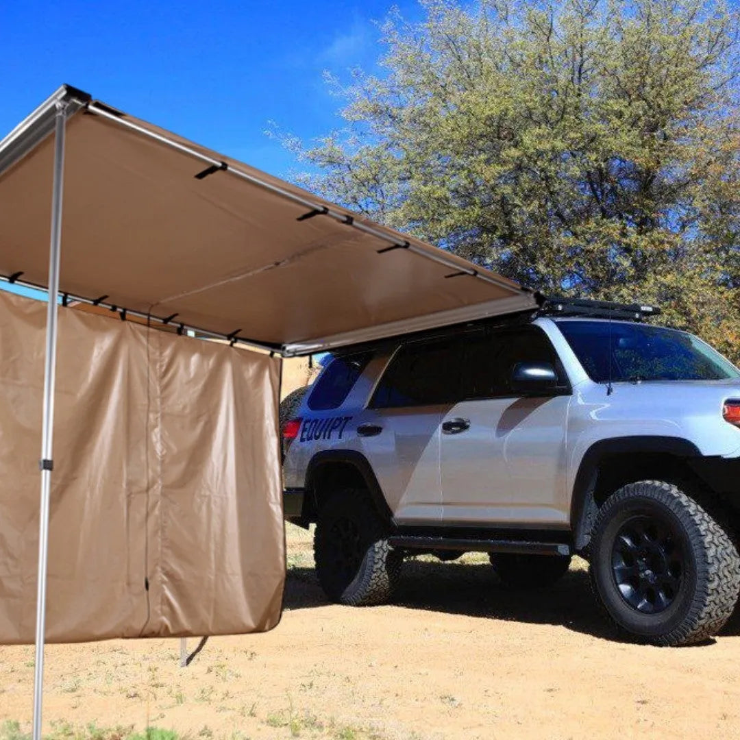 Green camouflage camping tent with aluminium poles showing two-room interior and optional side extension