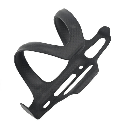 Black all-carbon fibre side pull water bottle cage for road and mountain bikes.