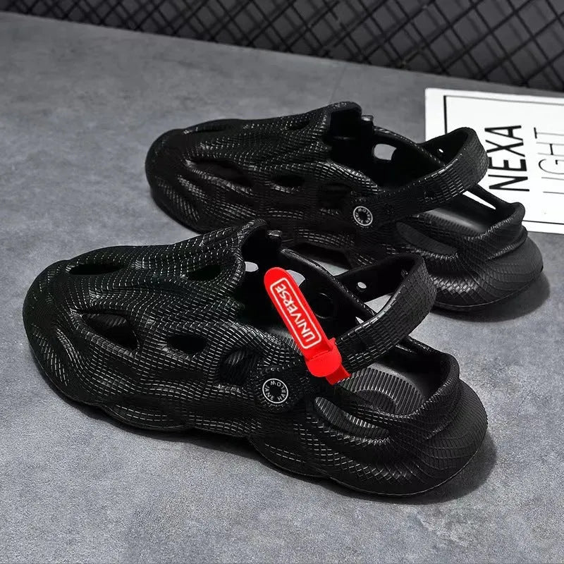 EVA foam coconut slippers in black, grey, khaki, and white colours with closed toe design for beach and home use