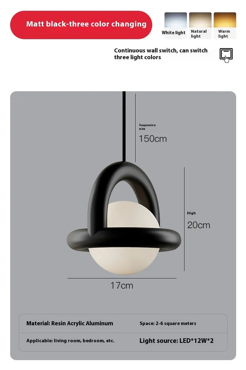 Danish designer hanging line lamp in matte finish with warm or tri-colour light option for bedroom or living room