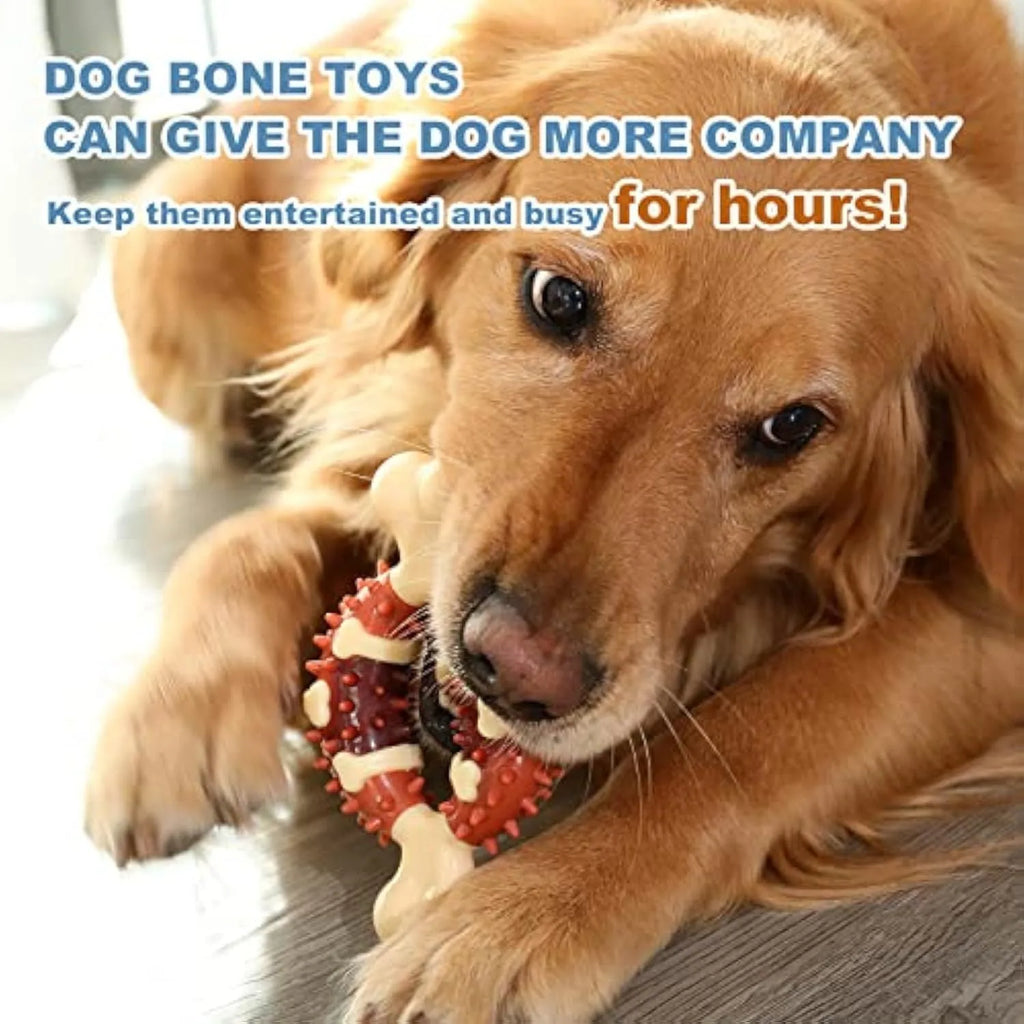 Natural rubber bone-shaped dog chew toy for dental health and anxiety relief