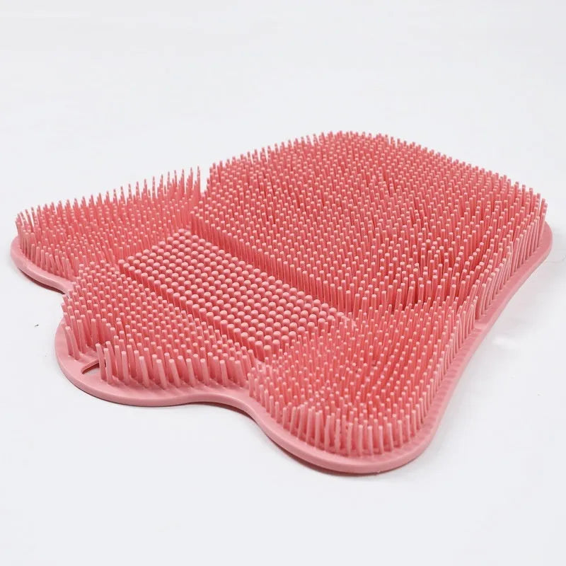 Blue silicone bath massage cushion with textured surface measuring 31 by 32 centimetres