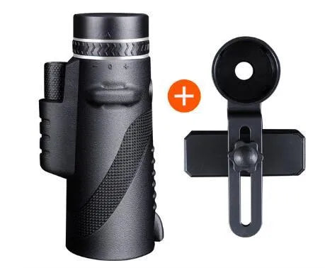 Black monocular telescope with 40x magnification and 60mm objective lens for outdoor observation