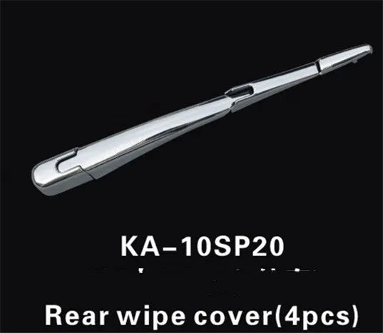 Set of four silvery ABS plastic rear window wiper cover trim strips for a 2010 Hyundai.