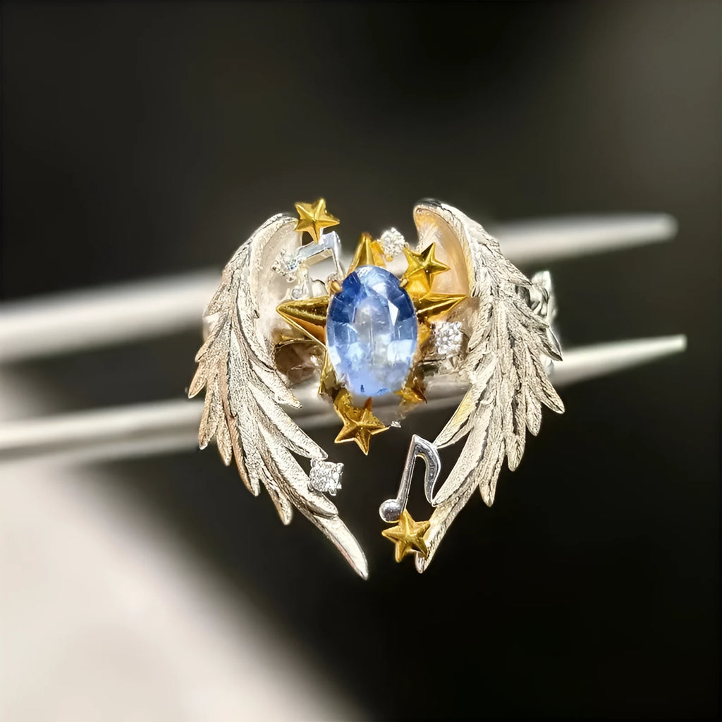 Angel Wings geometric open mouth adjustable alloy ring in American Code No. 8 colour