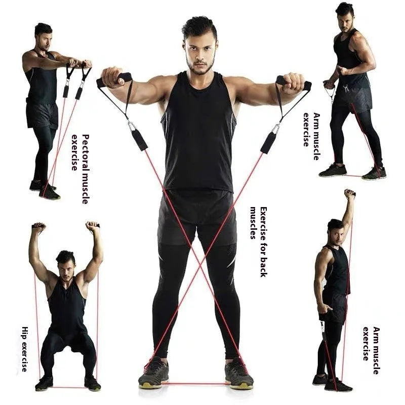 Multi-functional door sports 11-piece set with pulling rope and ABS construction