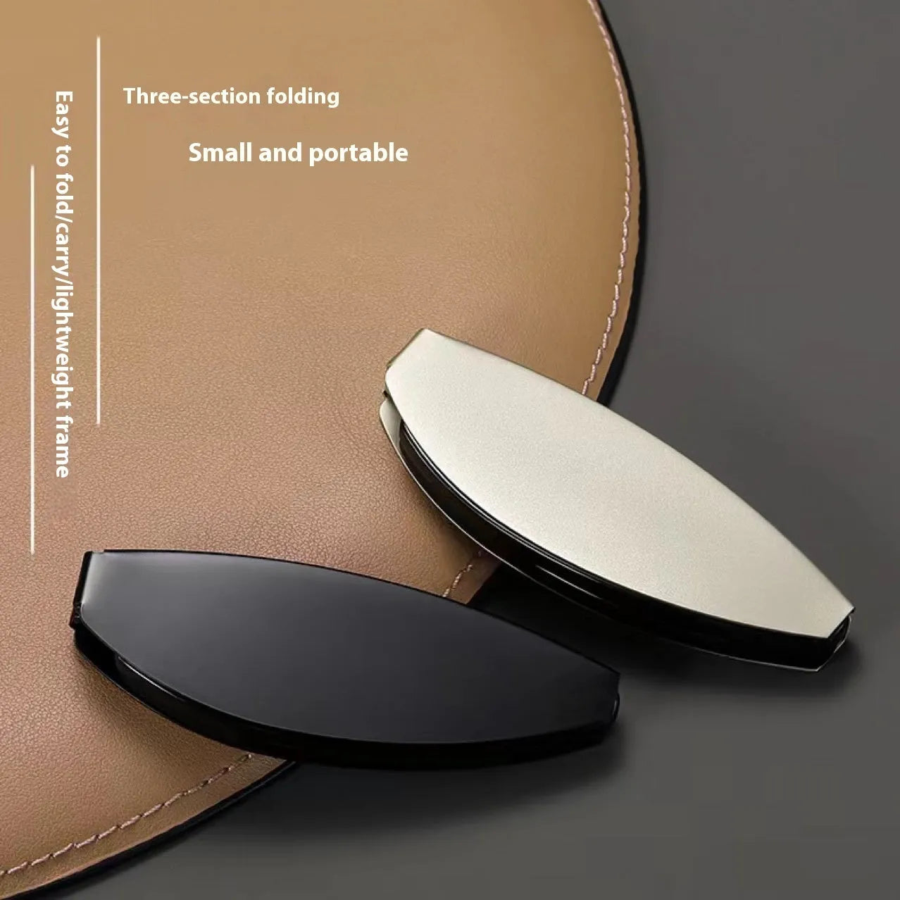 Black and Silver folding presbyopic glasses for men showing retro ring style and compact folded size.