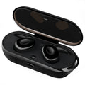 Compact wireless Bluetooth in-ear headphones in black, green, red, or white colours, designed for sports with noise reduction.