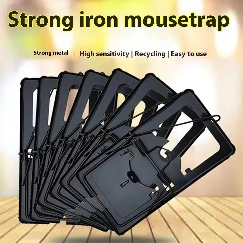 Automatic mouse trap cage in metal and plastic construction for indoor rodent control