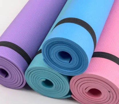 EVA yoga mat in choice of colours with 4mm or 6mm thickness options for fitness exercises
