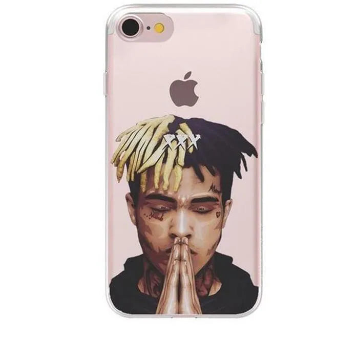 Matte transparent half-wrapped iPhone case with Xxxtentacion exotic pattern design