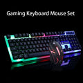 GTX300 black and white gaming keyboard and mouse set with backlit keys and wired USB cables