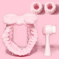 Facial brush set with coral fleece hair band and cleansing brushes in multiple colour options