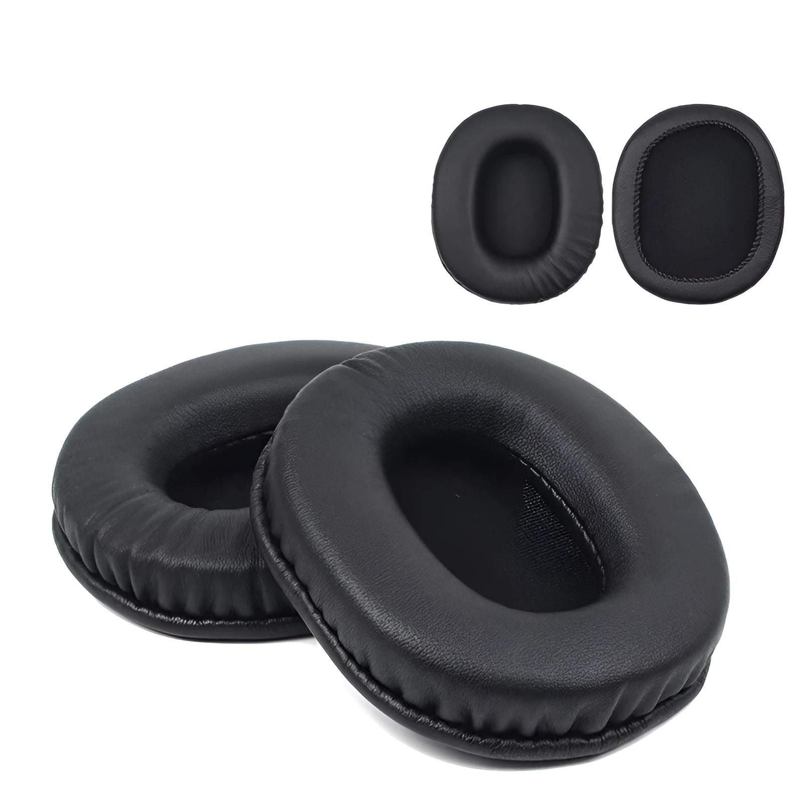 Black soft PU leather replacement earmuffs for Sony 1R headphones shown in two-pack