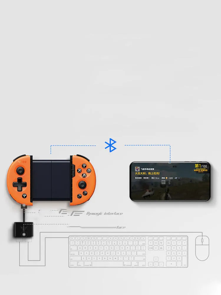 Feizhi Wee2T midnight blue wired USB mobile game controller with stretchable handle for phones.