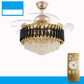 Crystal ceiling fan light with LED lighting and remote control in silver finish