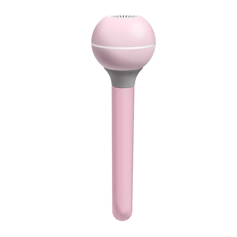 Pink and white columnar ultrasonic humidifier with USB cable and water tank