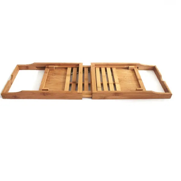 Single tier natural bamboo bathtub frame used for desktop bathroom storage