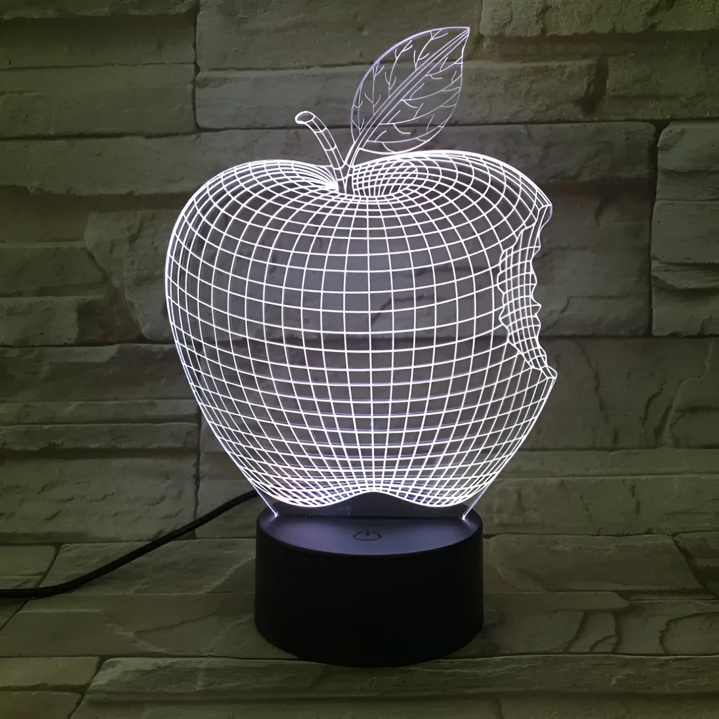 3D fruit-shaped night light with colourful LED effects and touch control, dimensions 220x130x90mm