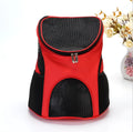 Breathable polyester pet travel backpack carrier in red, 30x25x35cm, for small dogs and cats.