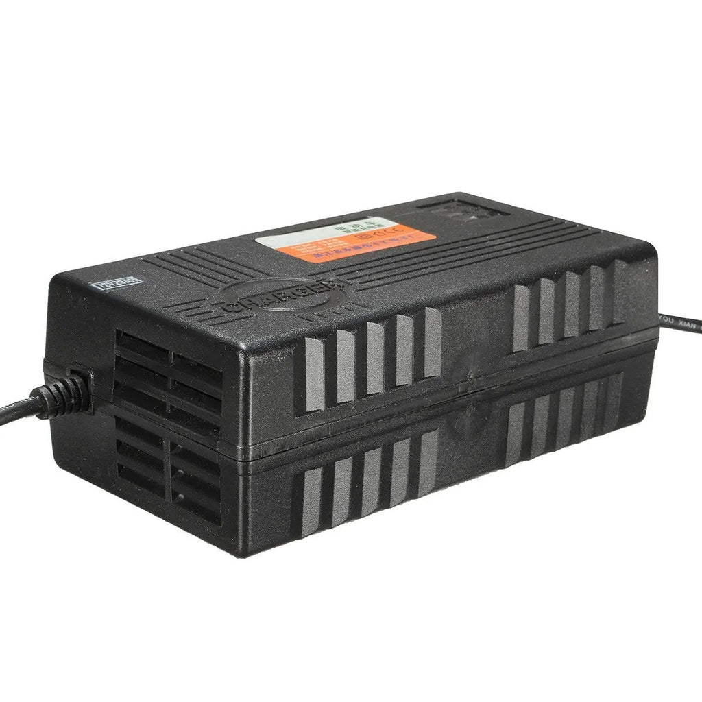 Black 72V20AH electric car charger with 2.5A output and compact 165mm design for lead-acid batteries