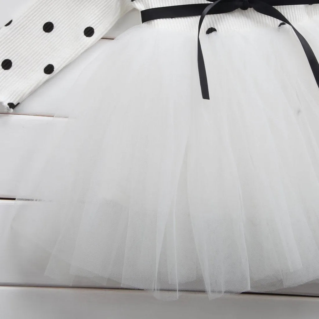 Baby girl's long sleeve black lace tutu dress for birthday parties and christenings
