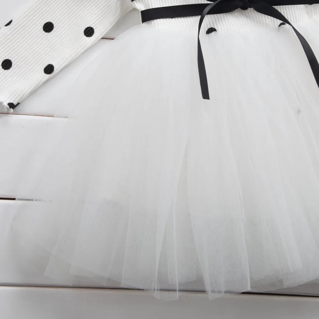 Baby girl's long sleeve black lace tutu dress for birthday parties and christenings