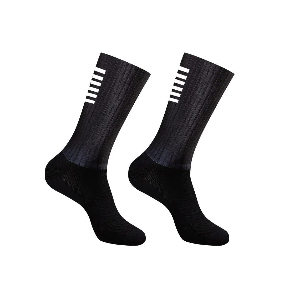 Athletic socks for sports in orange, black, purple, white, grey, and dark blue colours