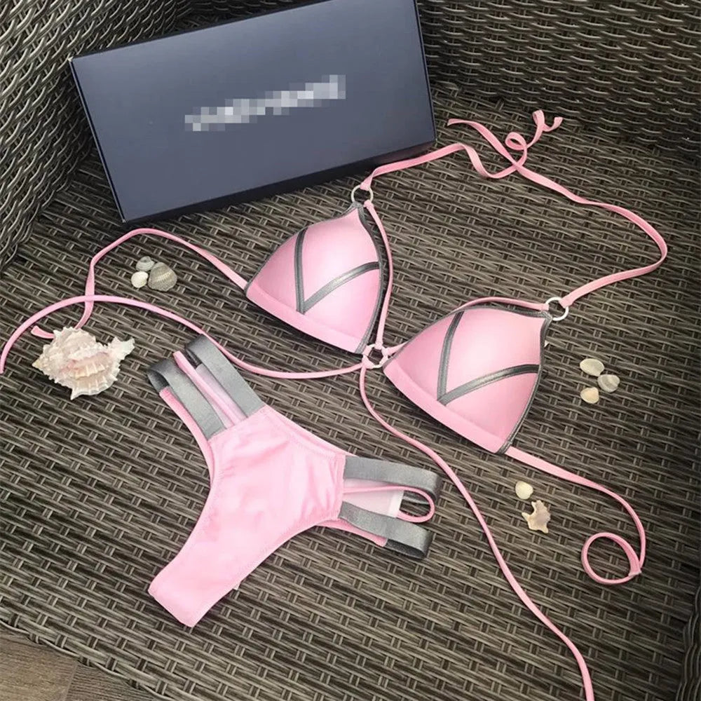 Women's bronzing bikini swimwear with padded cups in multiple colour options