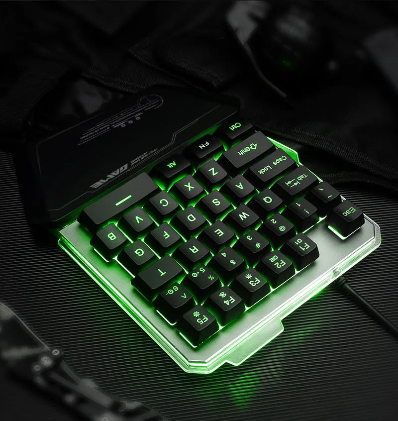 G40 Flow Colour black one-handed mechanical keyboard with RGB backlighting and USB cable