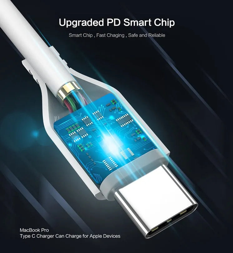 White braided nylon Apple USB-C to Lightning cable measuring 1 metre with aluminium connectors