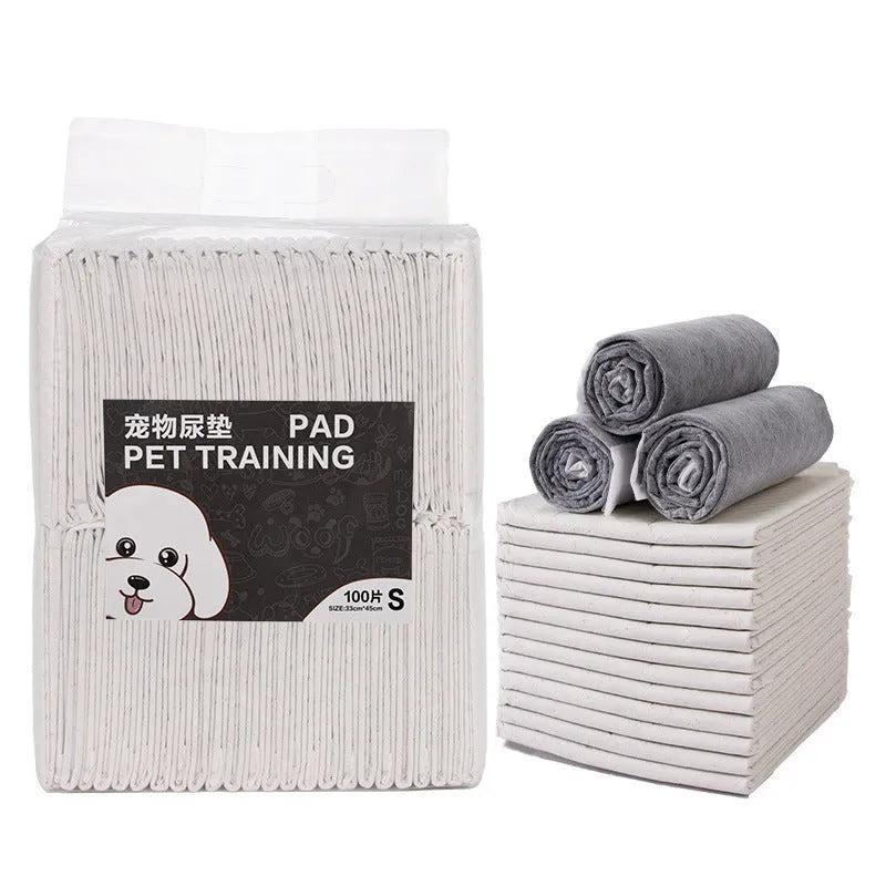 Pack of white pet urinal pads with blue trim showing size dimensions and model type.