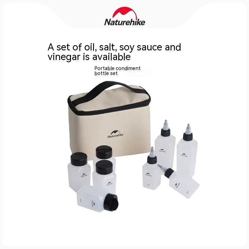 Naturehike six-piece transparent seasoning bottle set with PP plastic containers for outdoor cooking